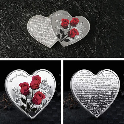 Beautiful Heart Love Coin With Roses