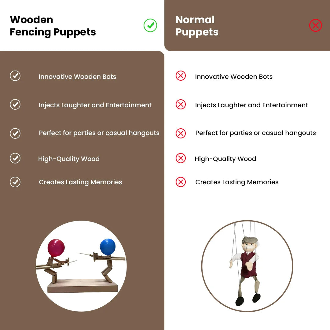 wooden fencing puppets –