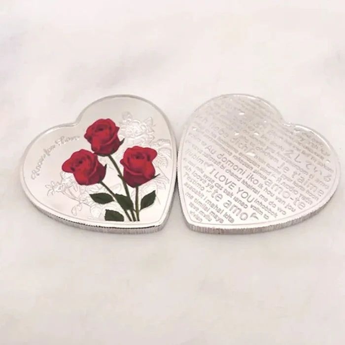 Beautiful Heart Love Coin With Roses